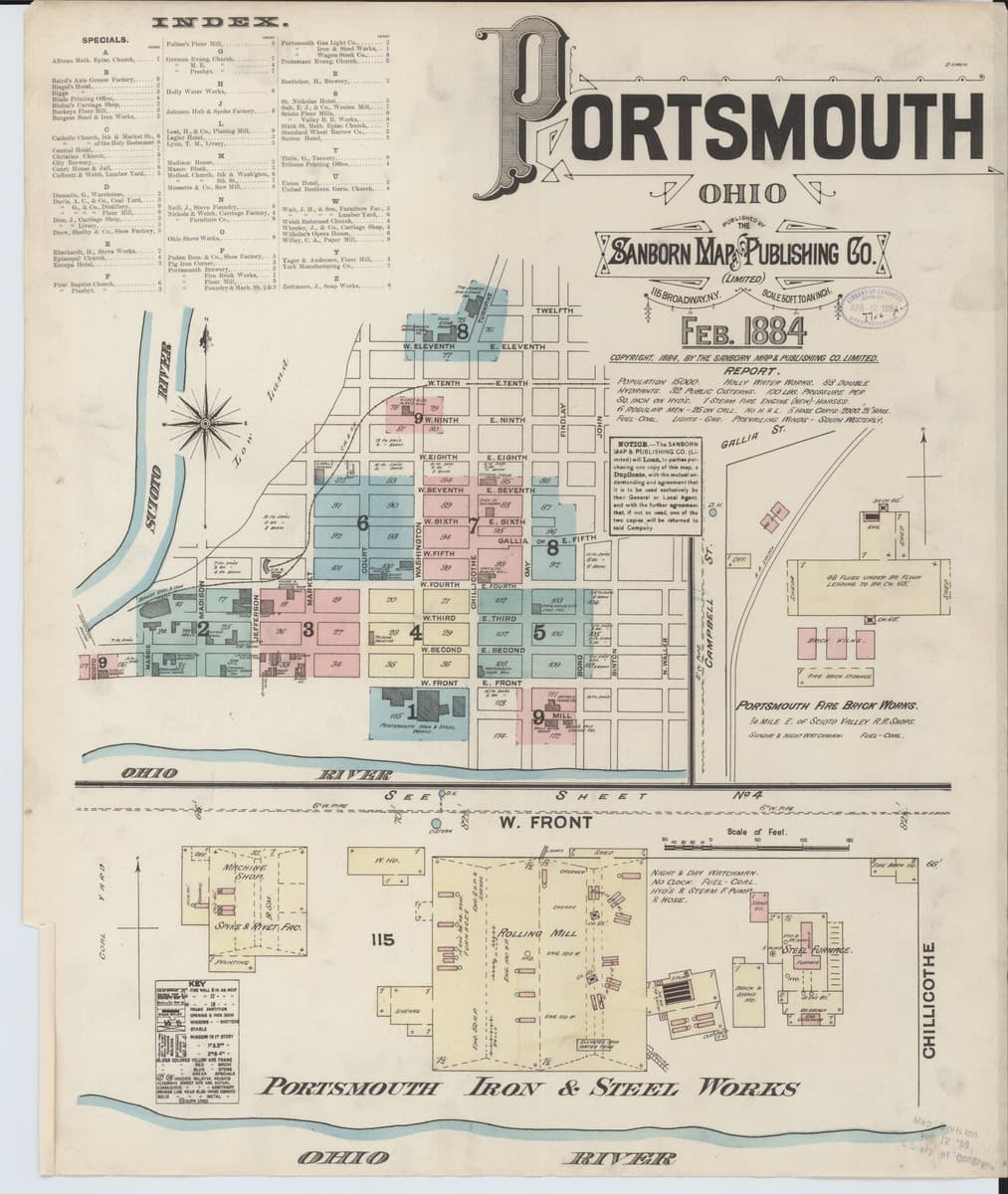 Portsmouth, Ohio - 1884 Sanborn Map