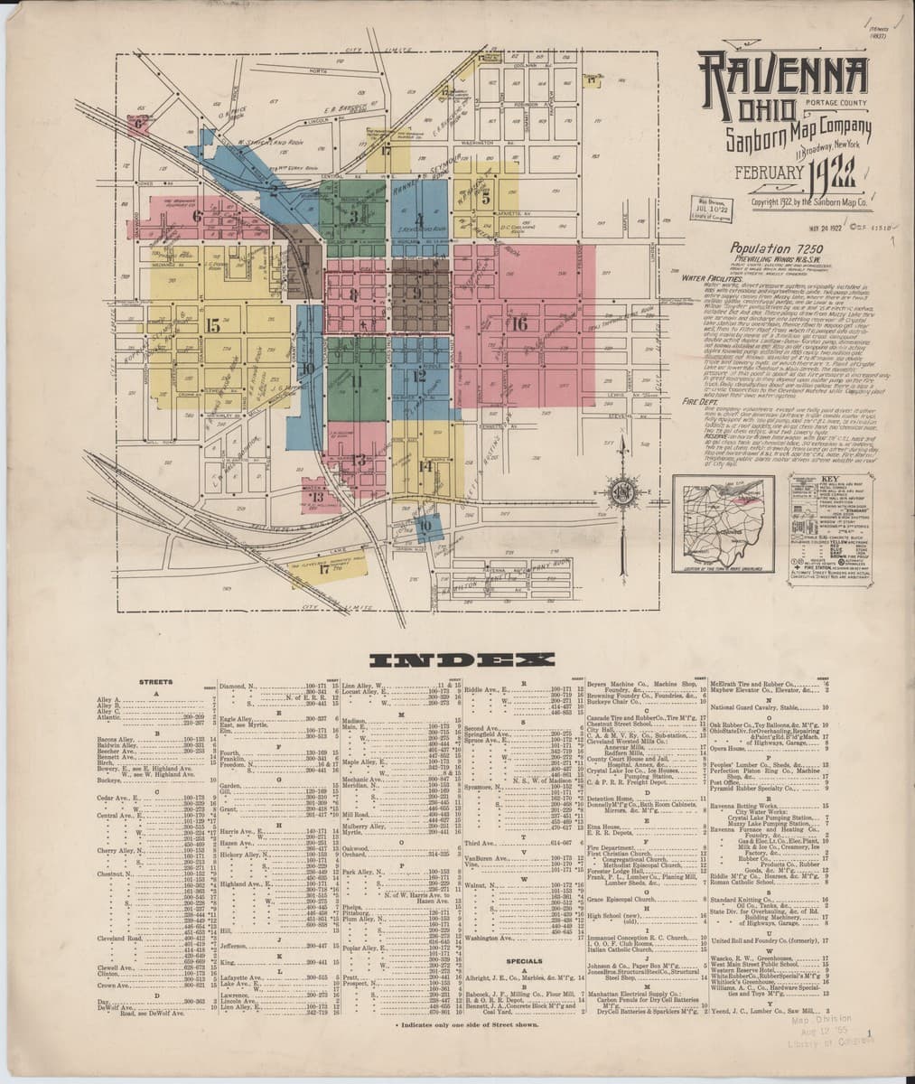 Ravenna, Ohio - 1922 Sanborn Map