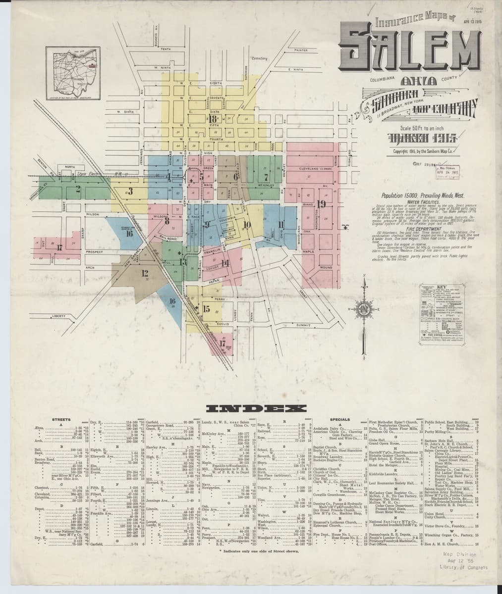 Salem, Ohio - 1915 Sanborn Map