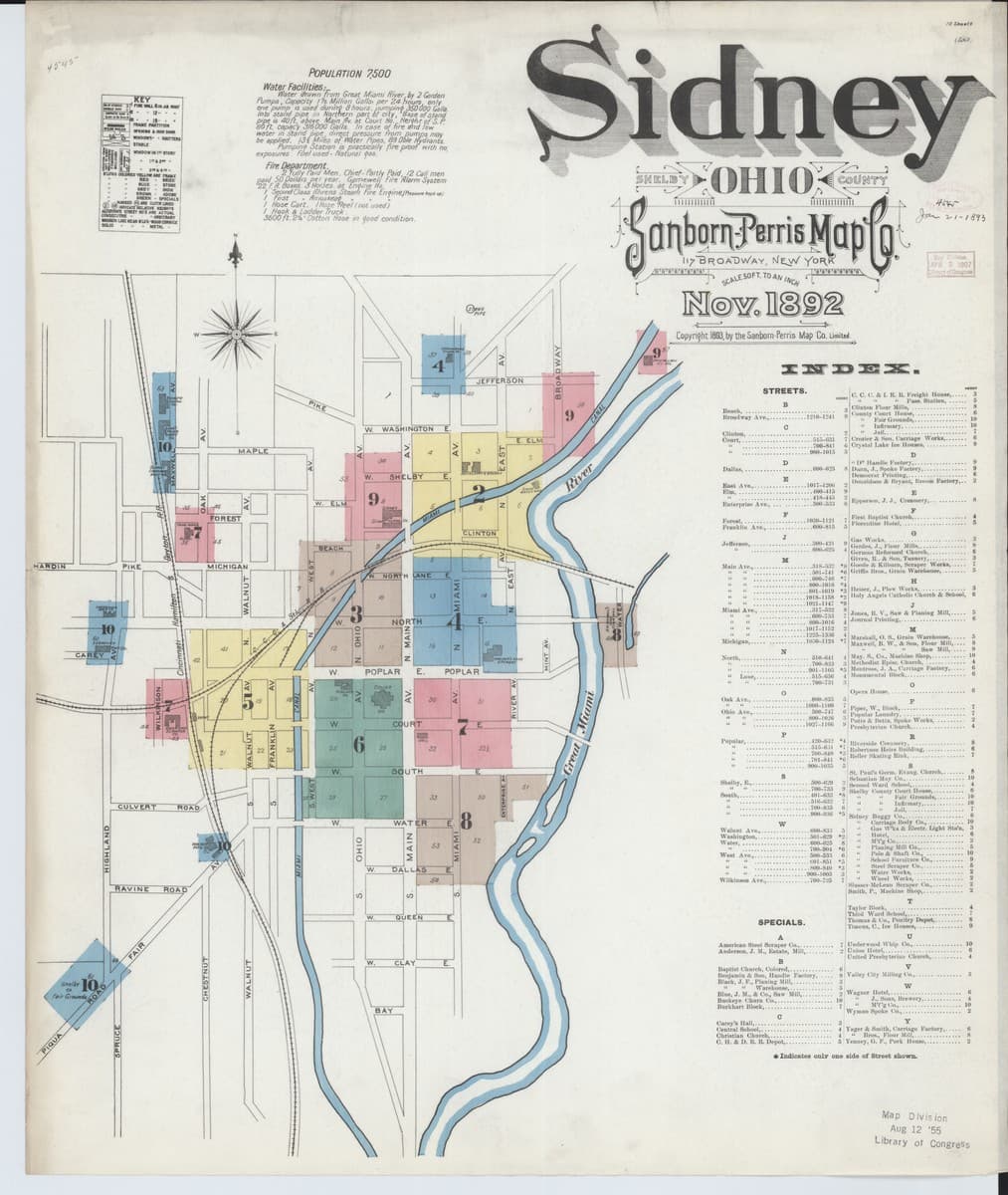 Sidney, Ohio - 1892 Sanborn Map