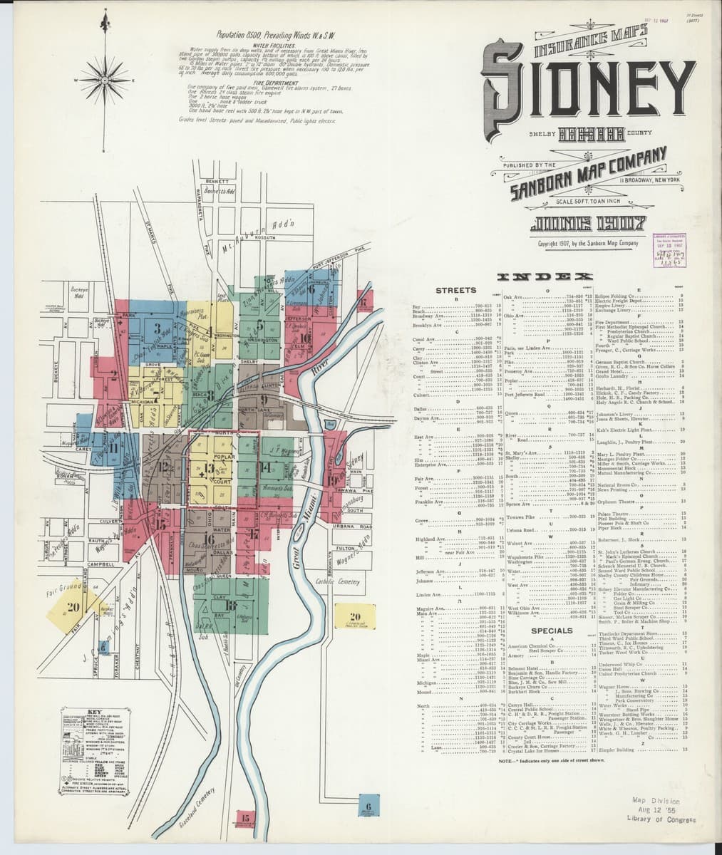 Sidney, Ohio - 1907 Sanborn Map