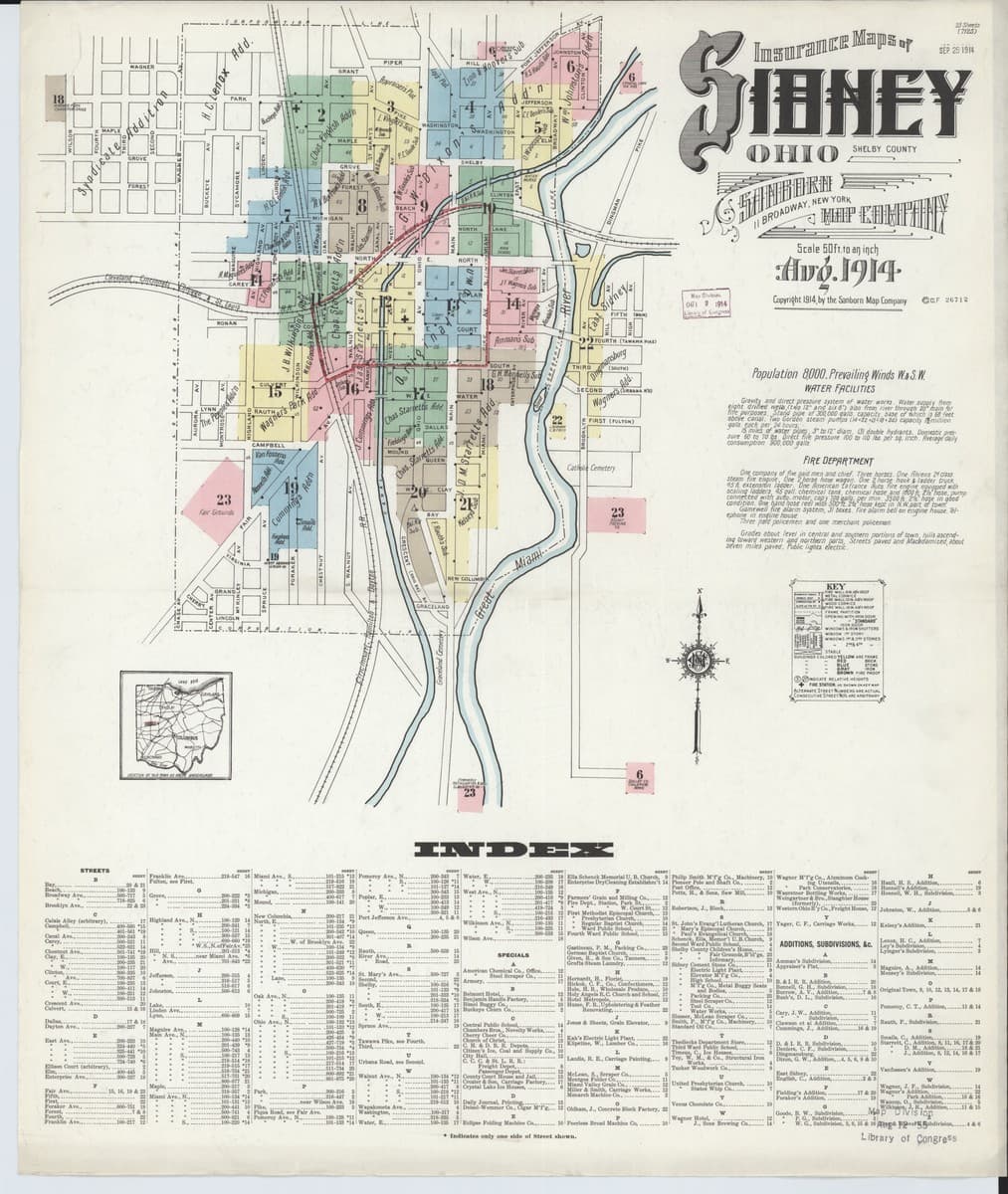 Sidney, Ohio - 1914 Sanborn Map