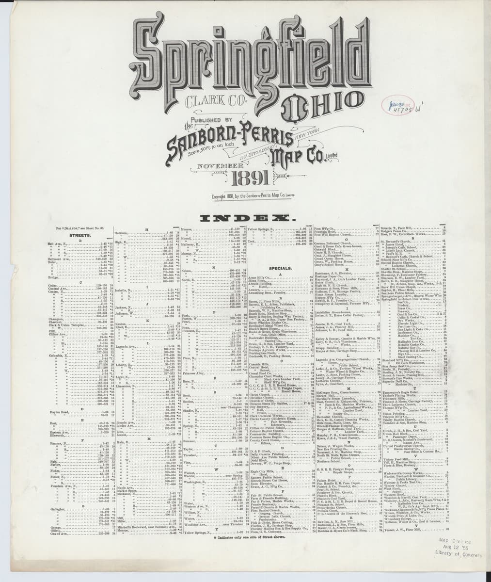 Springfield, Ohio - 1891 Sanborn Map