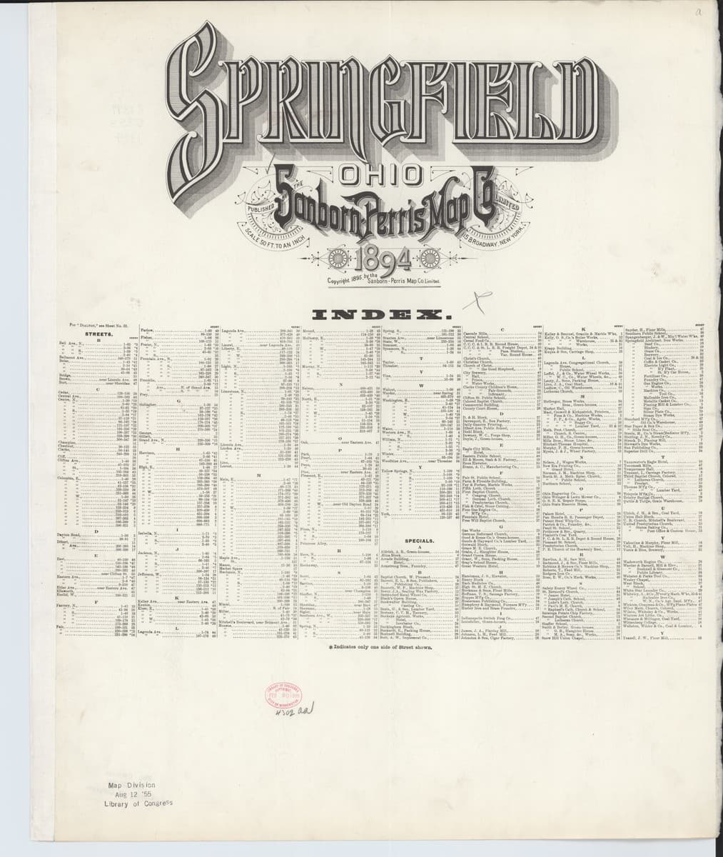 Springfield, Ohio - 1894 Sanborn Map