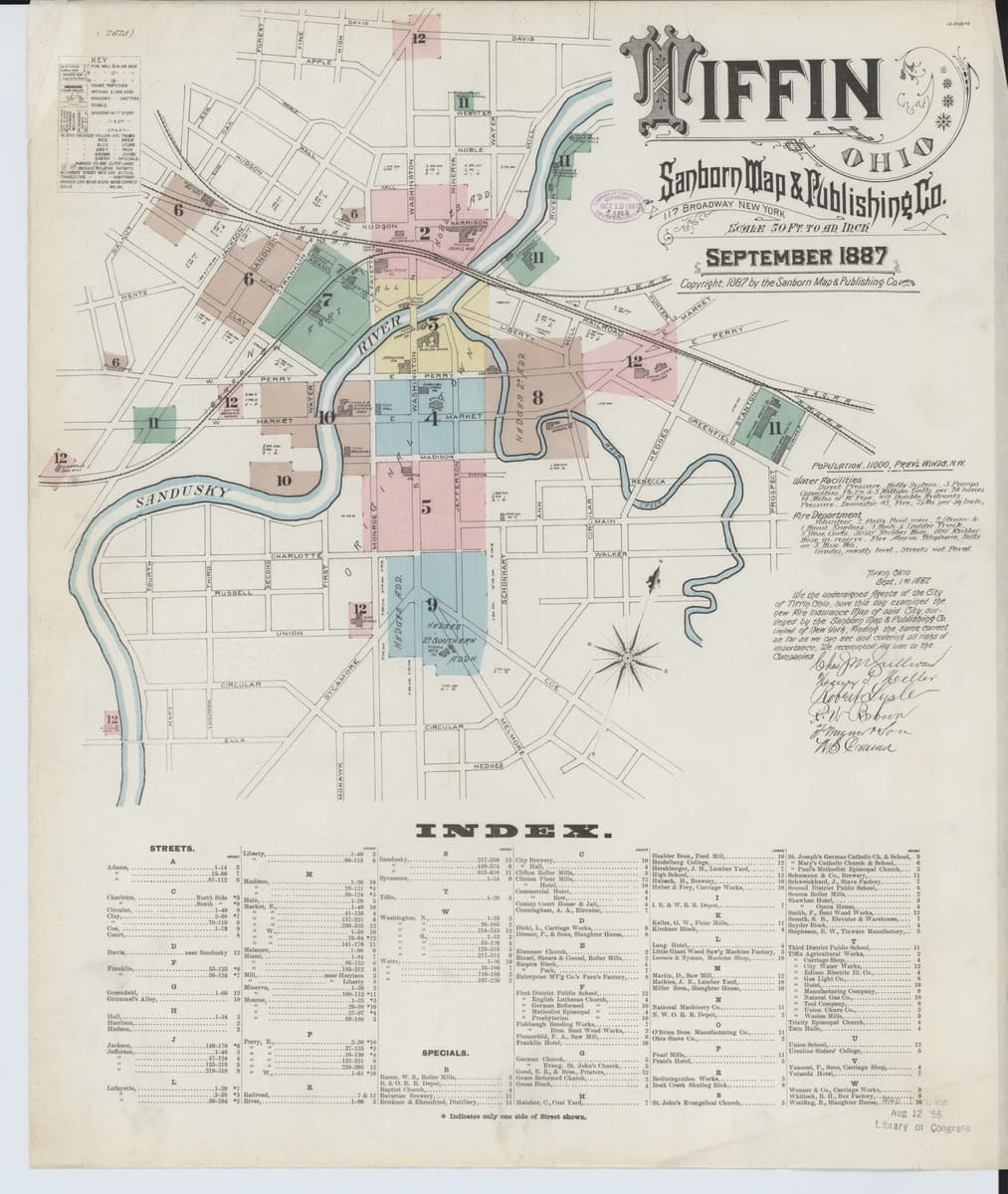Tiffin, Ohio - 1887 Sanborn Map