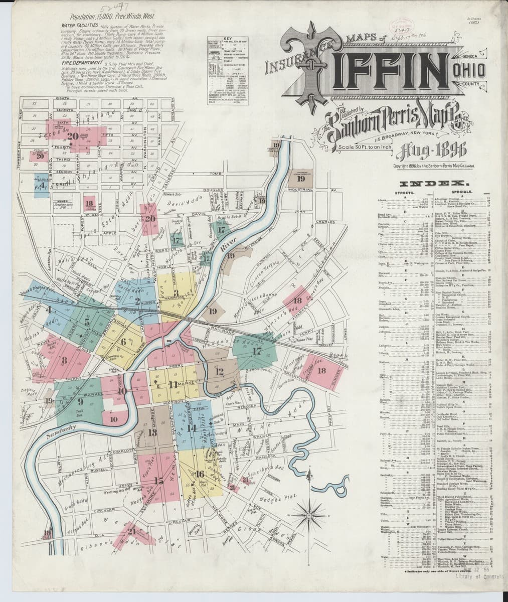 Tiffin, Ohio - 1896 Sanborn Map