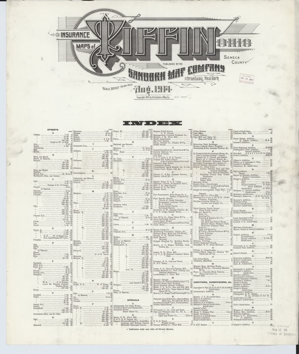 Tiffin, Ohio - 1914 Sanborn Map