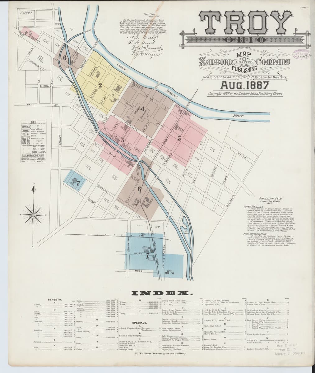 Troy, Ohio - 1887 Sanborn Map