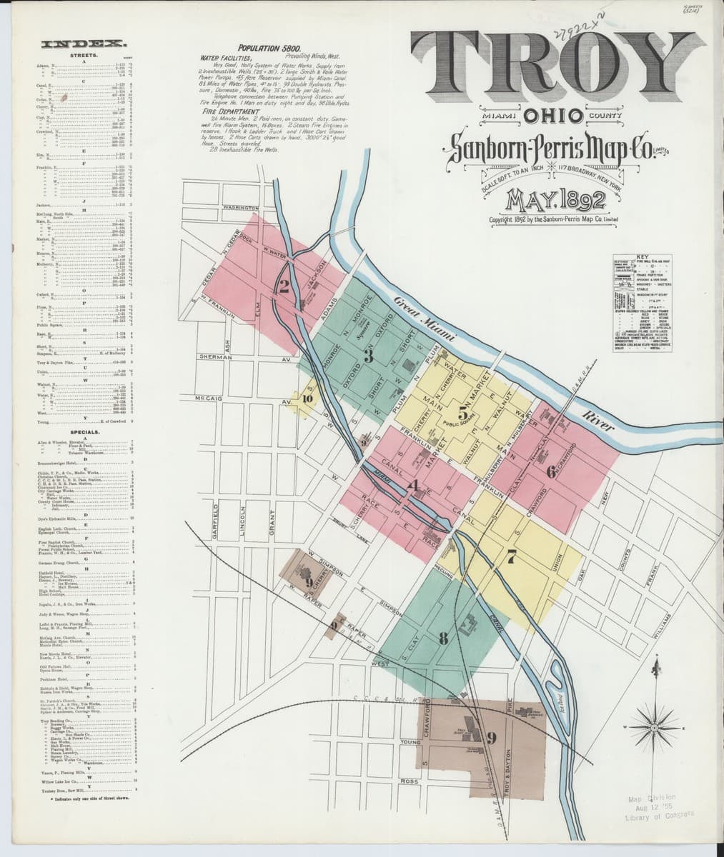 Troy, Ohio - 1892 Sanborn Map