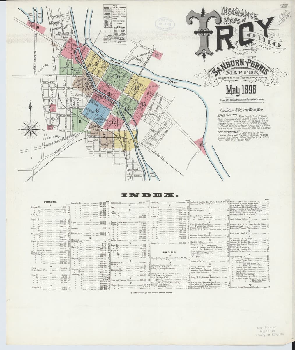 Troy, Ohio - 1898 Sanborn Map