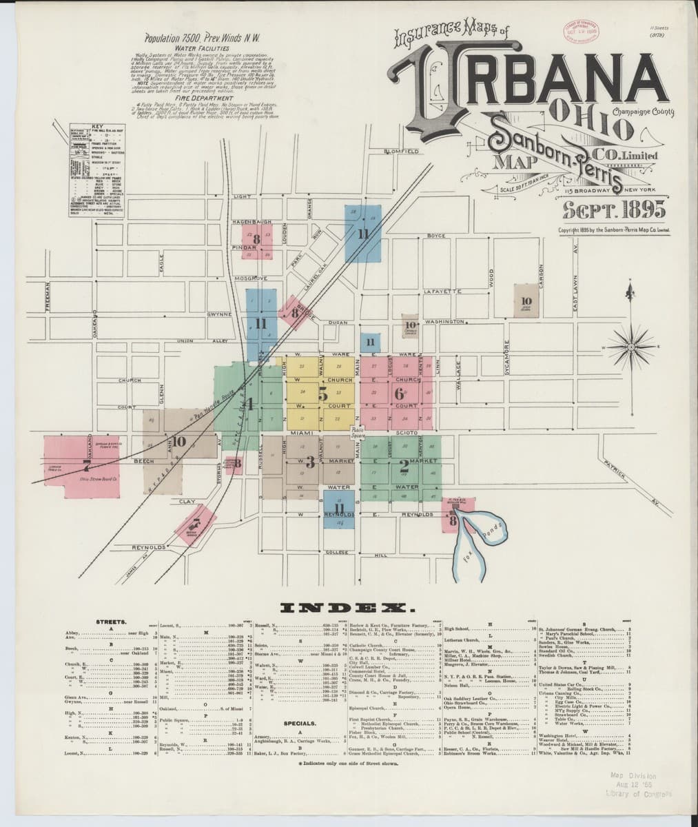 Urbana, Ohio - 1895 Sanborn Map