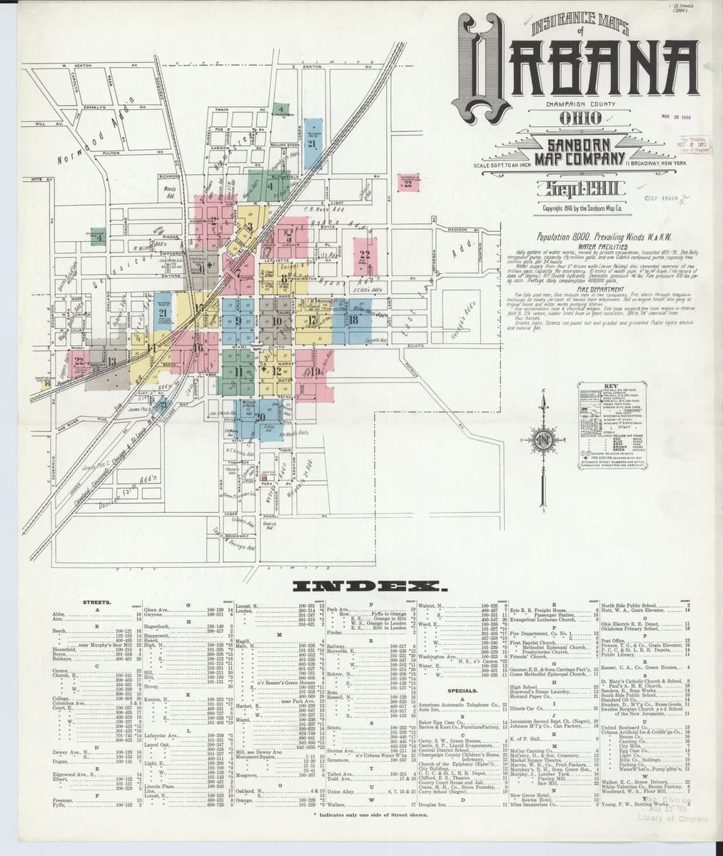 Urbana, Ohio - 1911 Sanborn Map