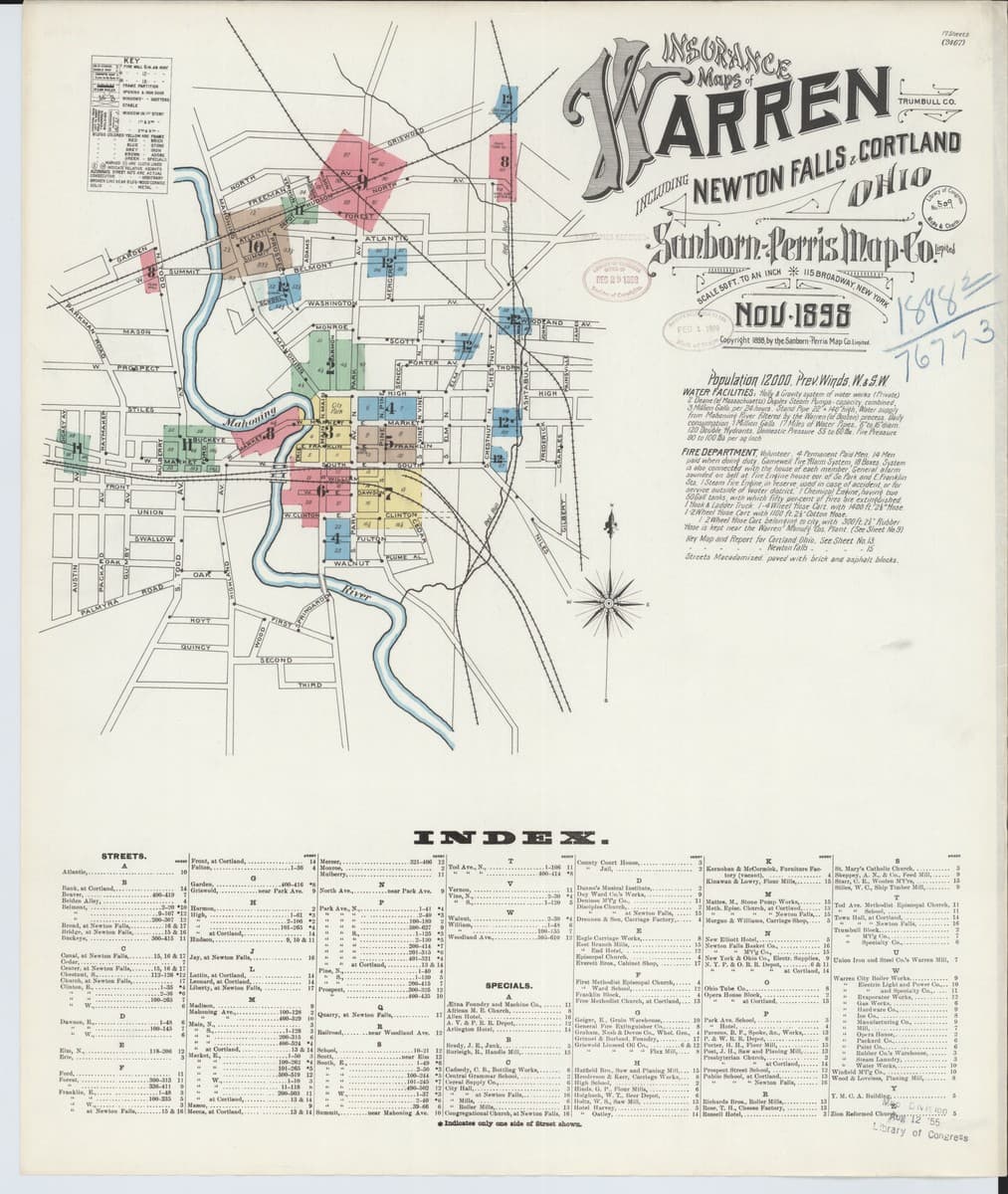 Warren, Ohio - 1898 Sanborn Map