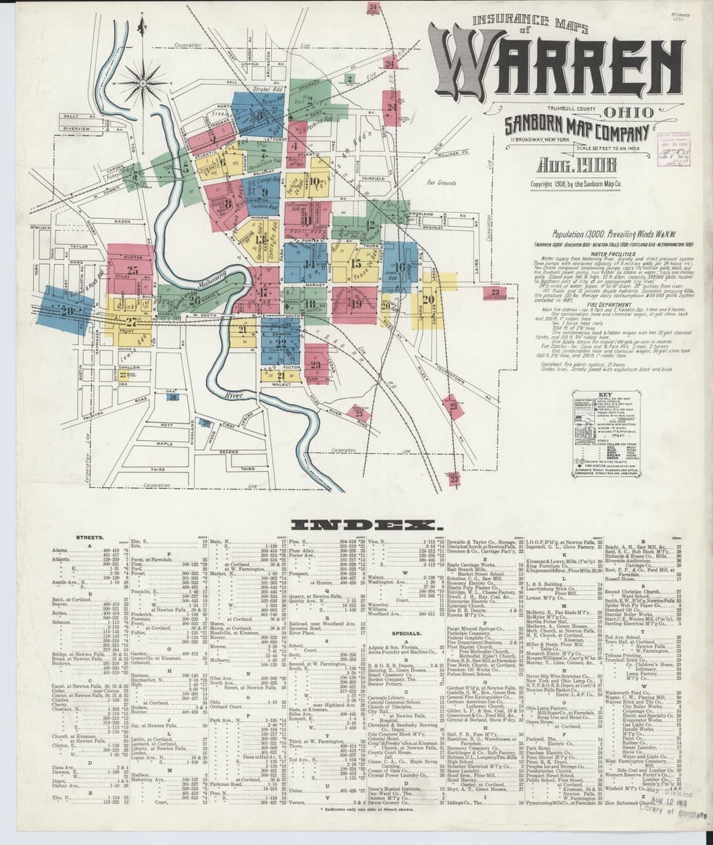 Warren, Ohio - 1908 Sanborn Map