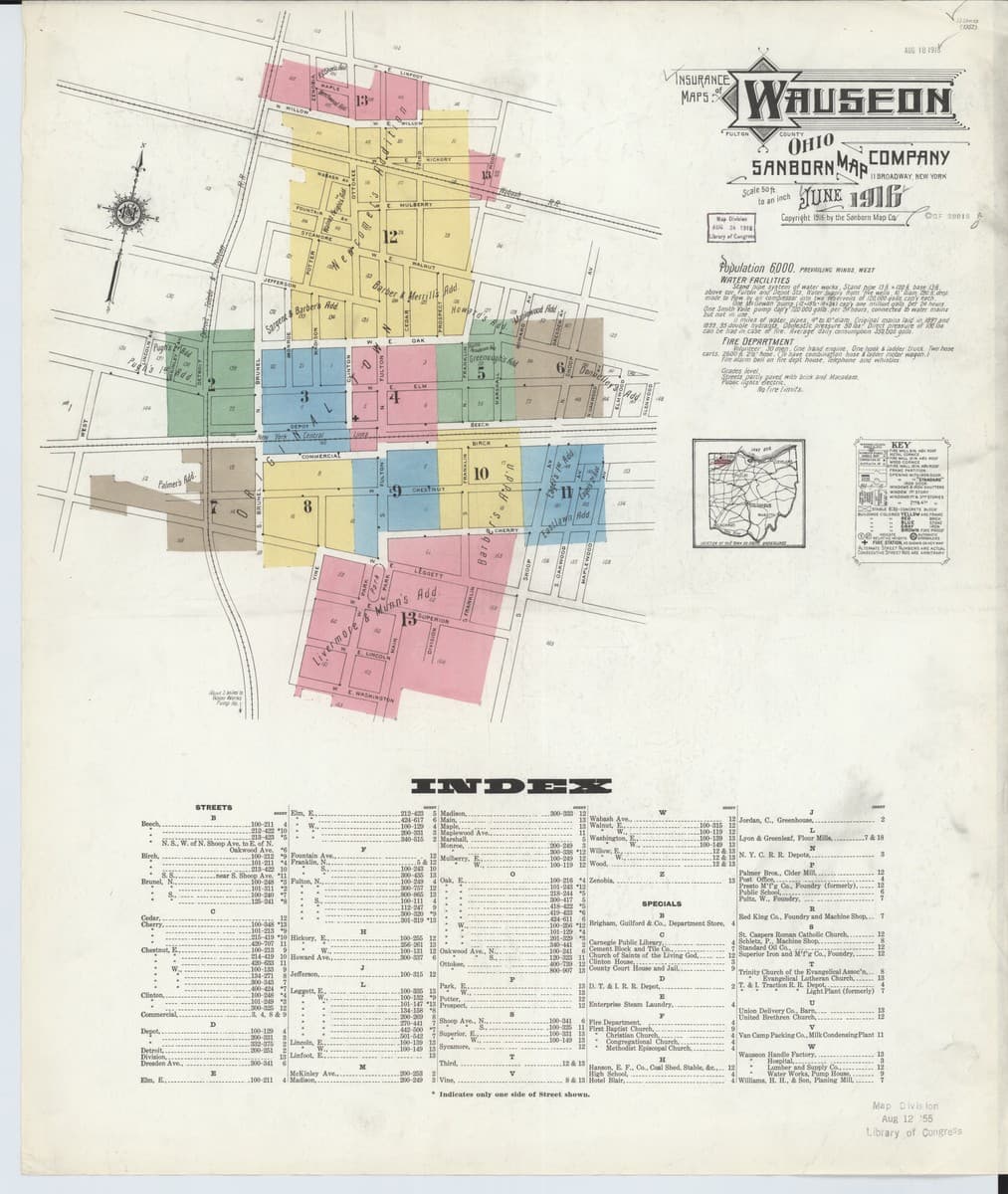 Wauseon, Ohio - 1916 Sanborn Map