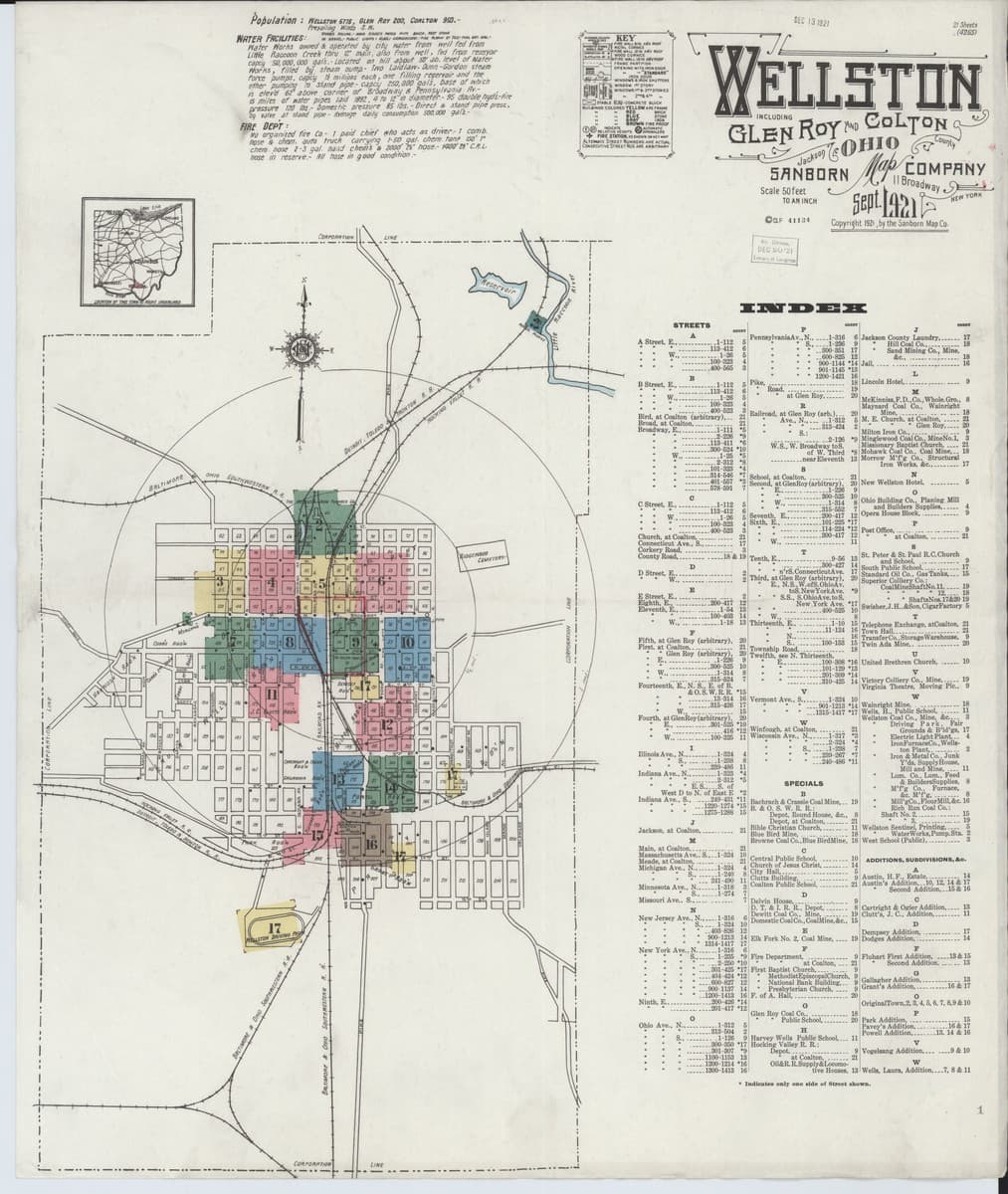 Wellston, Ohio - 1921 Sanborn Map