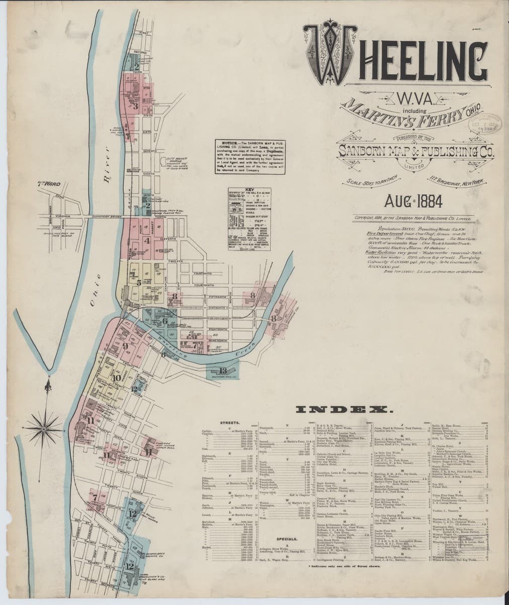 Wheeling, Ohio - 1884 Sanborn Map