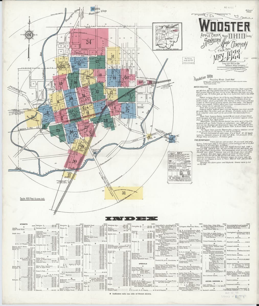 Wooster, Ohio - 1923 Sanborn Map