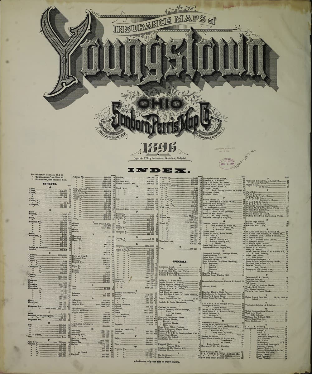 Framed print of Youngstown, Ohio (1896)