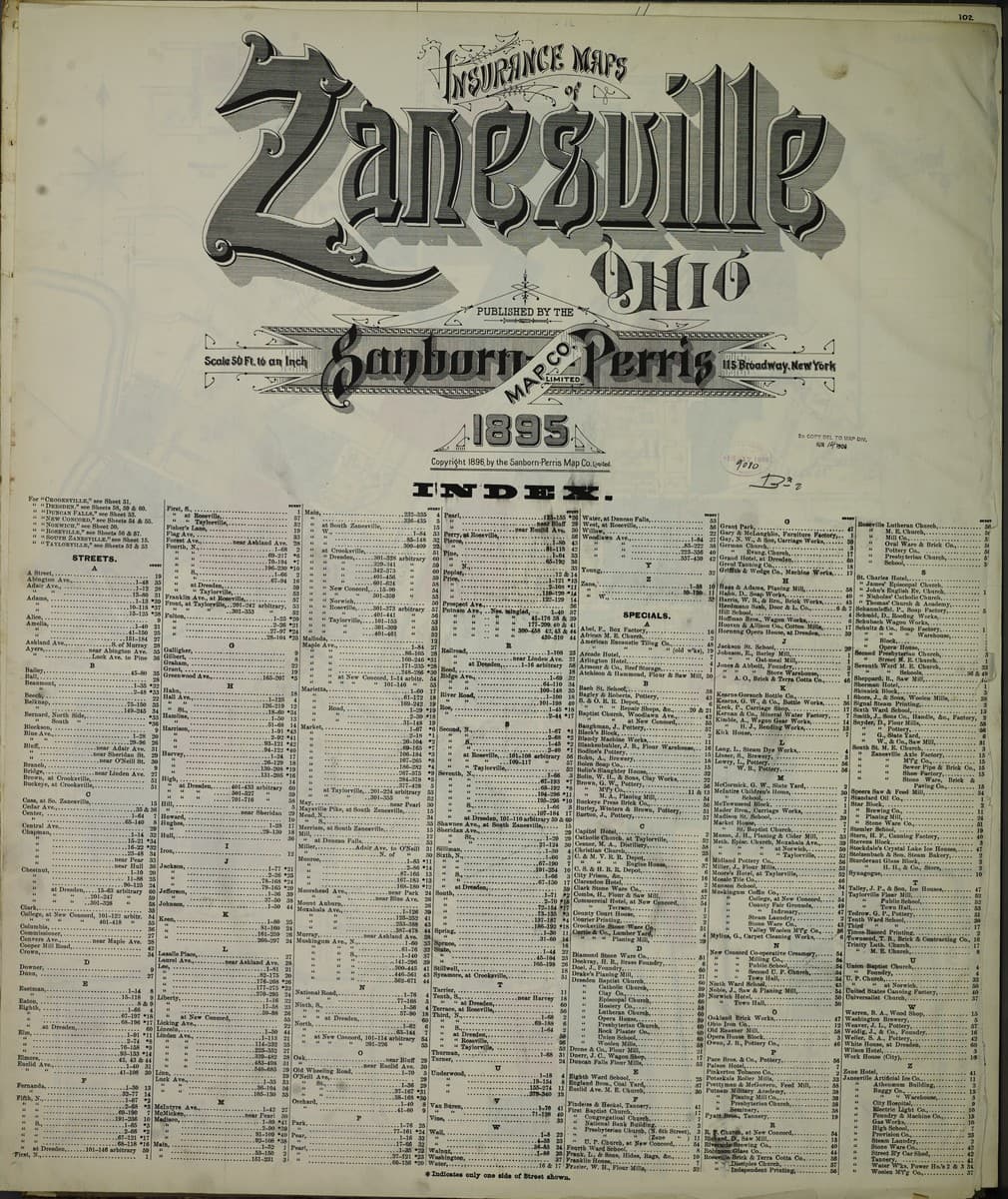 Zanesville, Ohio - 1895 Sanborn Map