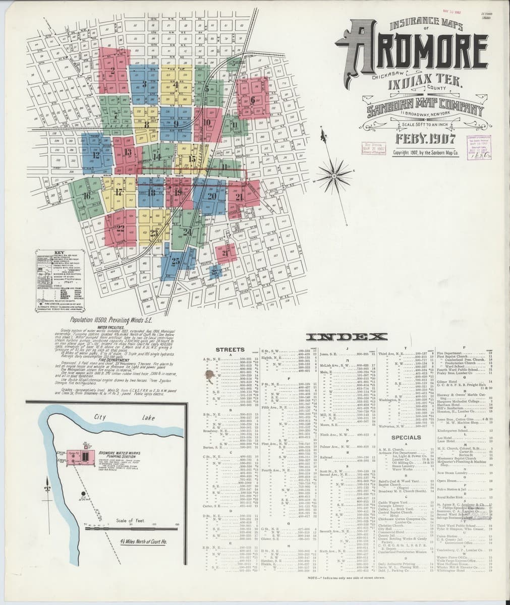 Ardmore, Oklahoma - 1907 Sanborn Map