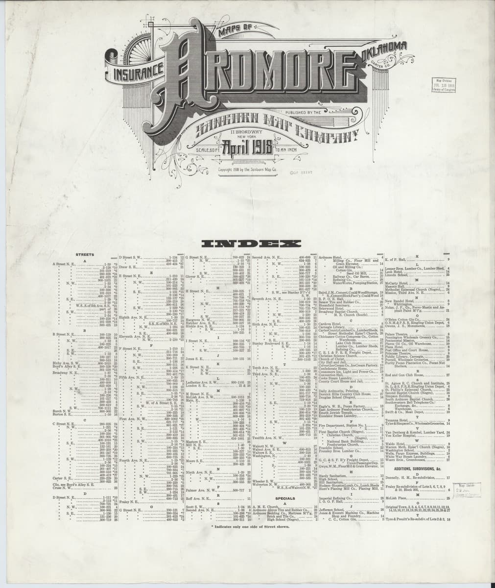 Ardmore, Oklahoma - 1918 Sanborn Map
