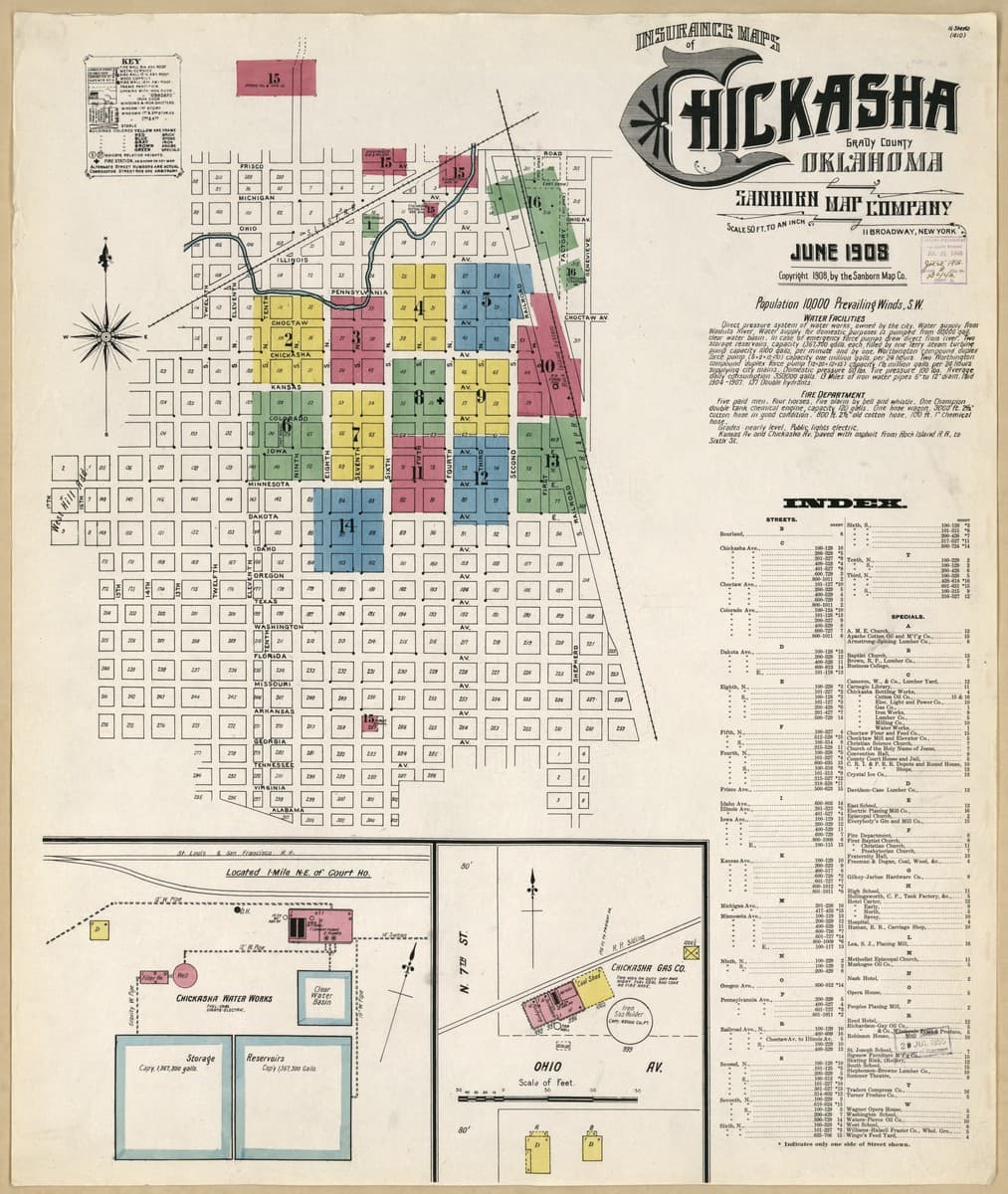 Chickasha, Oklahoma - 1908 Sanborn Map