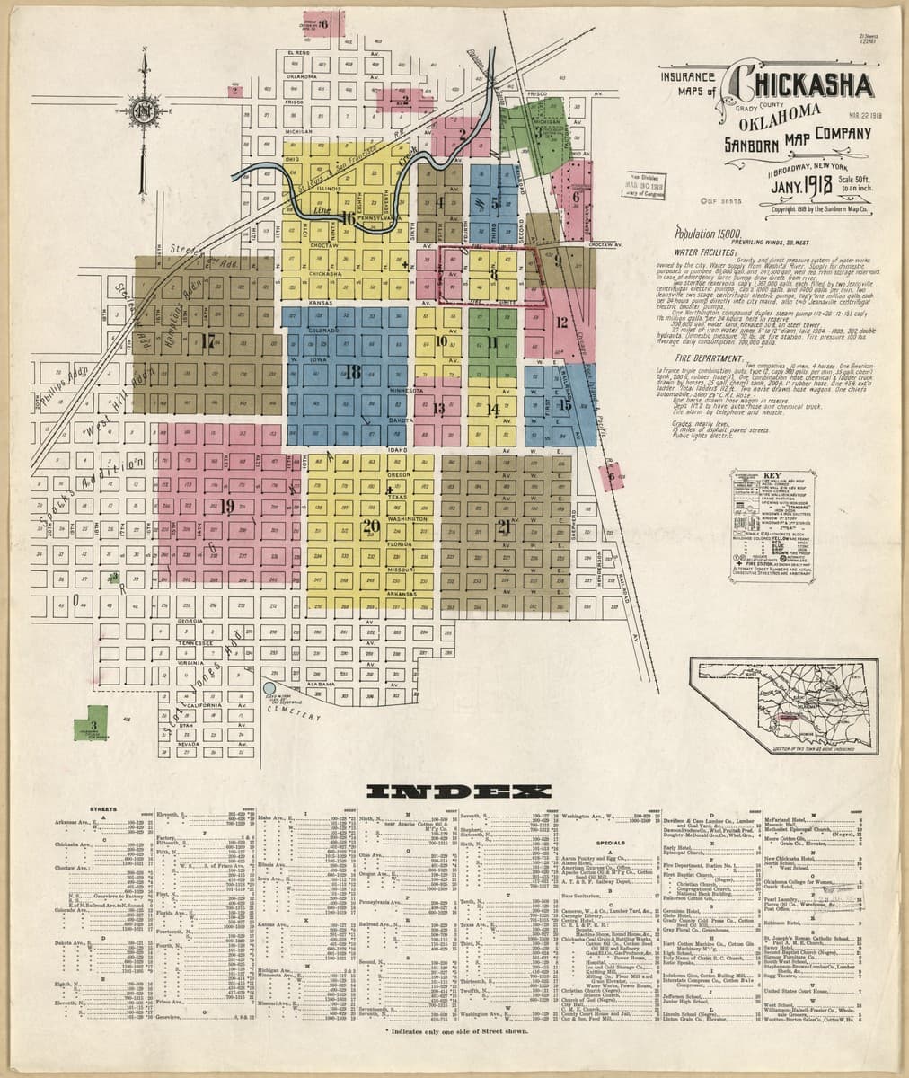 Chickasha, Oklahoma - 1918 Sanborn Map