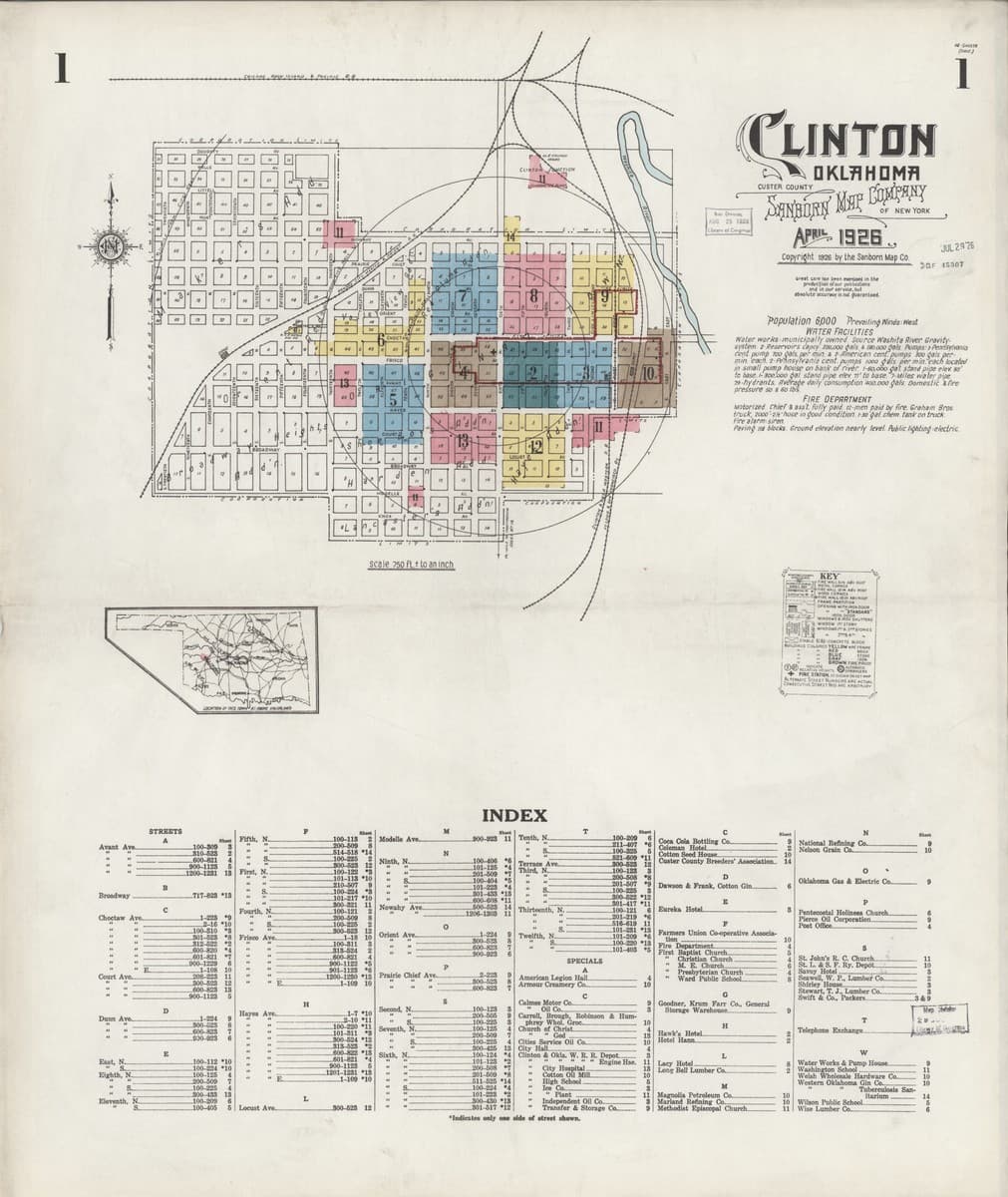 Clinton, Oklahoma - 1926 Sanborn Map