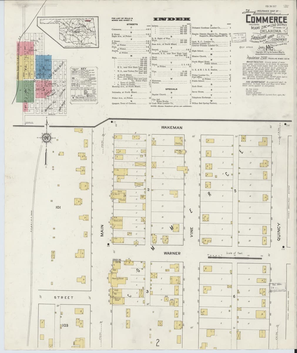 Commerce, Oklahoma - 1917 Sanborn Map