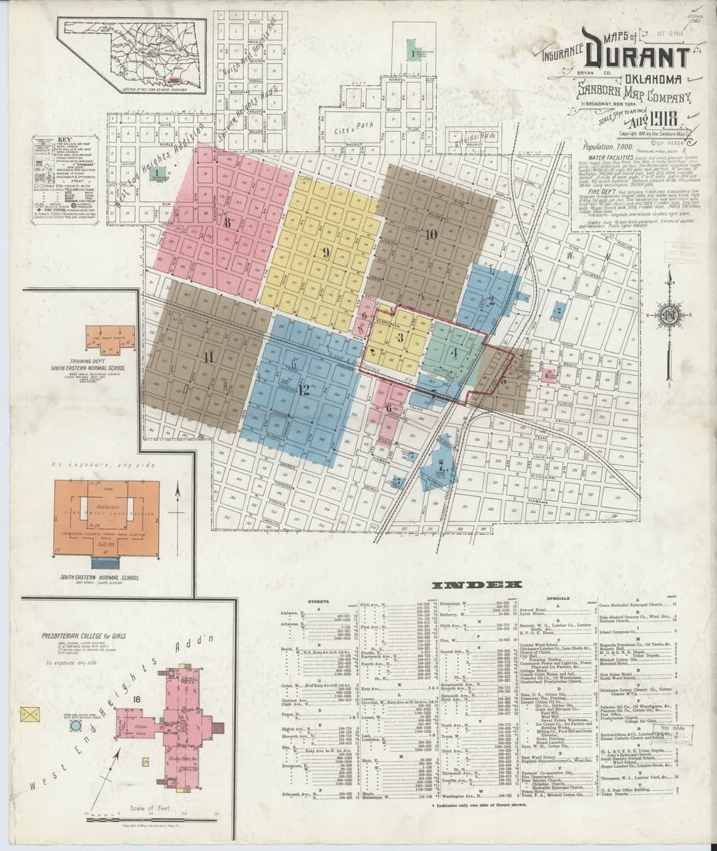 Durant, Oklahoma - 1918 Sanborn Map