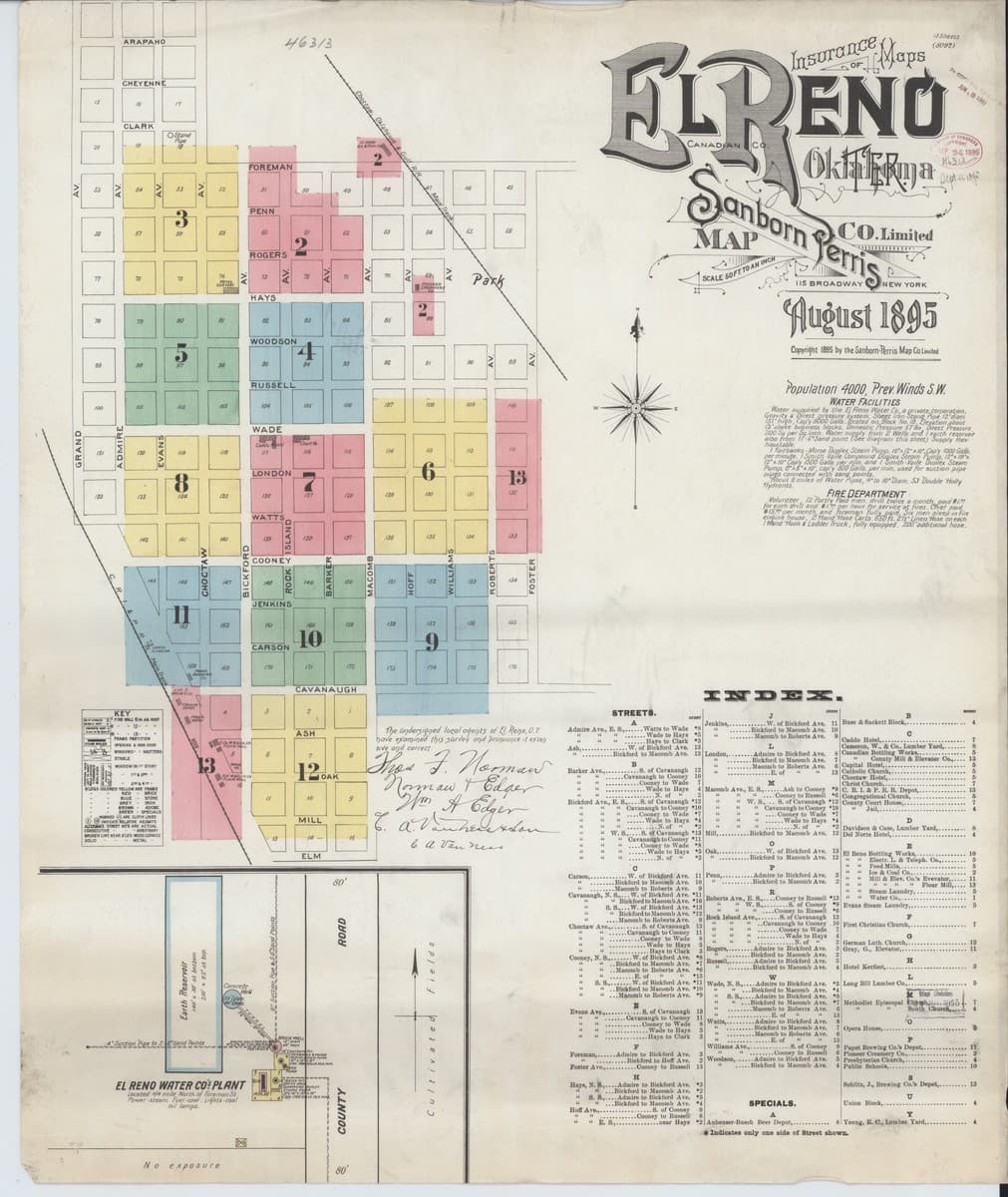 El Reno, Oklahoma - 1895 Sanborn Map