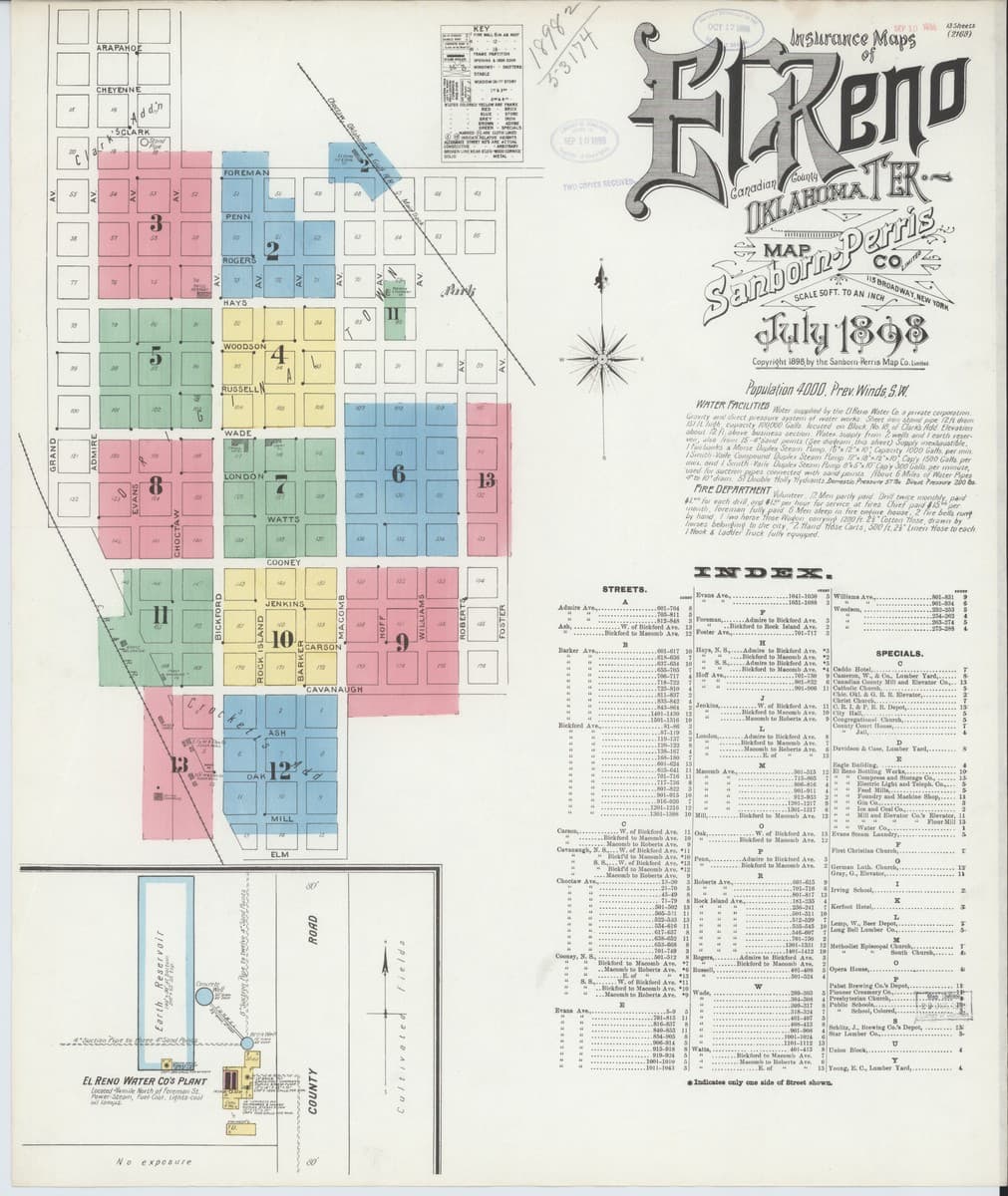 El Reno, Oklahoma - 1898 Sanborn Map