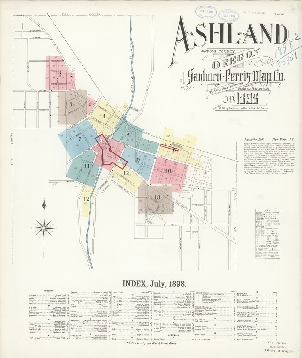 Ashland, Oregon - 1898 Sanborn Map