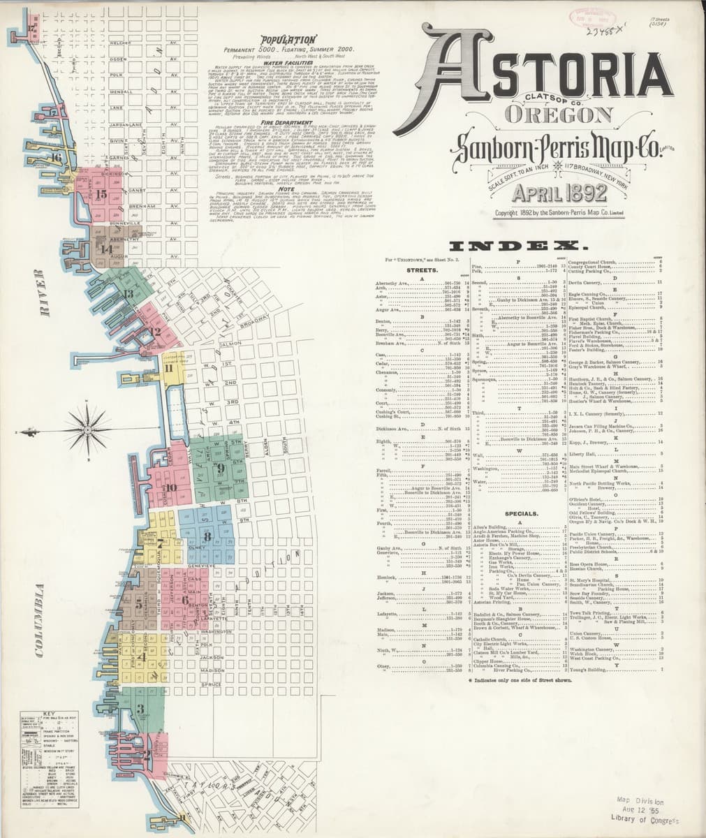 Astoria, Oregon - 1892 Sanborn Map