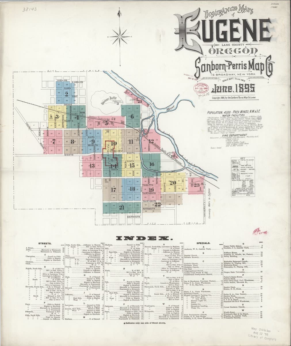 Eugene, Oregon - 1895 Sanborn Map