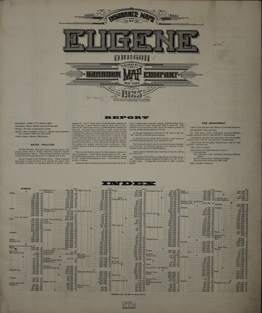 Eugene, Oregon - 1925 Sanborn Map