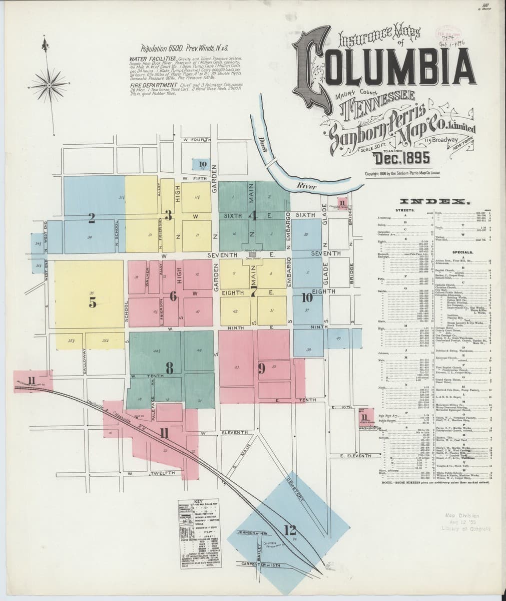 Columbia, Tennessee - 1895 Sanborn Map