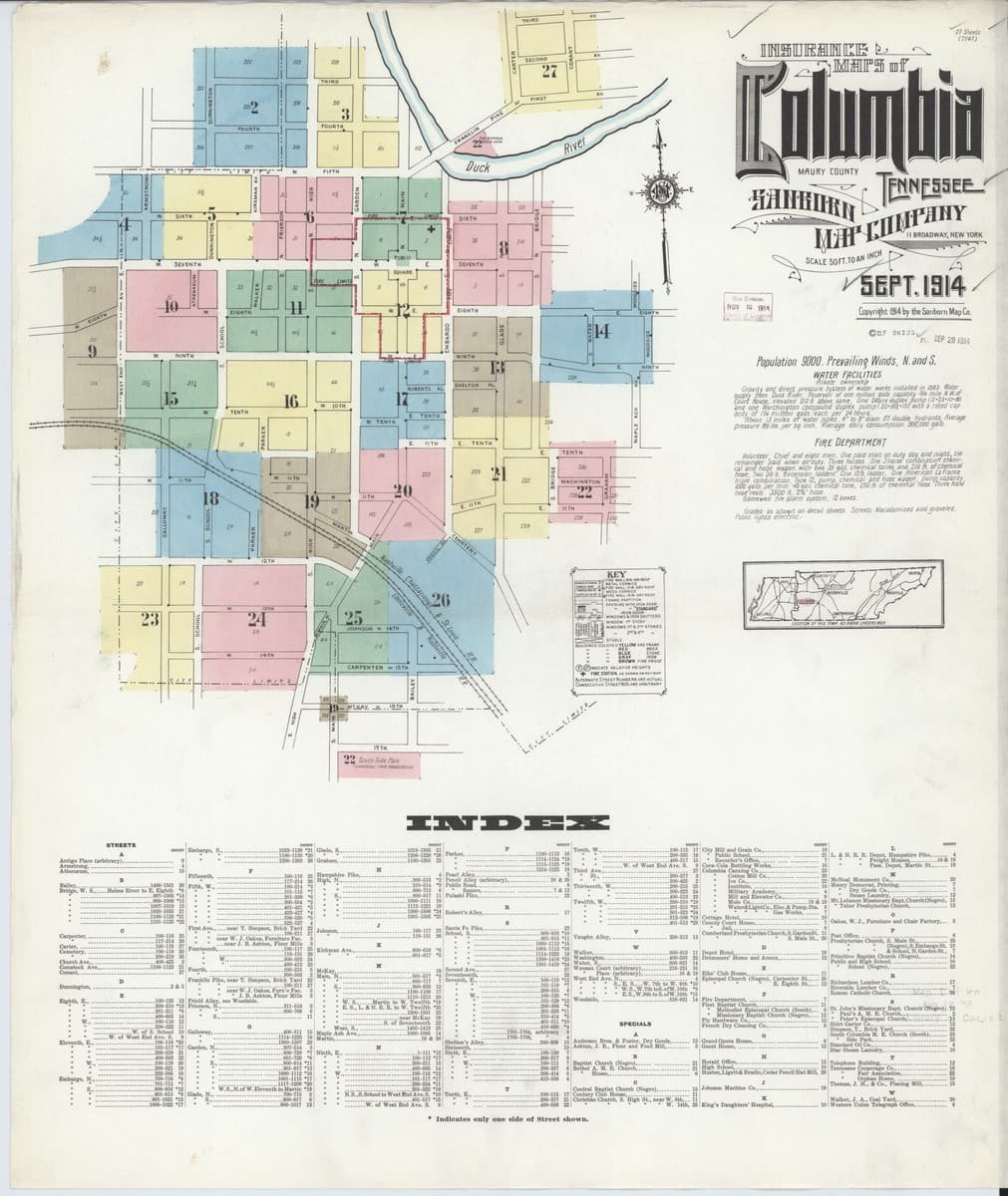 Columbia, Tennessee - 1914 Sanborn Map