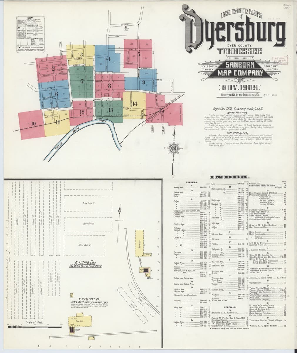 Dyersburg, Tennessee - 1909 Sanborn Map