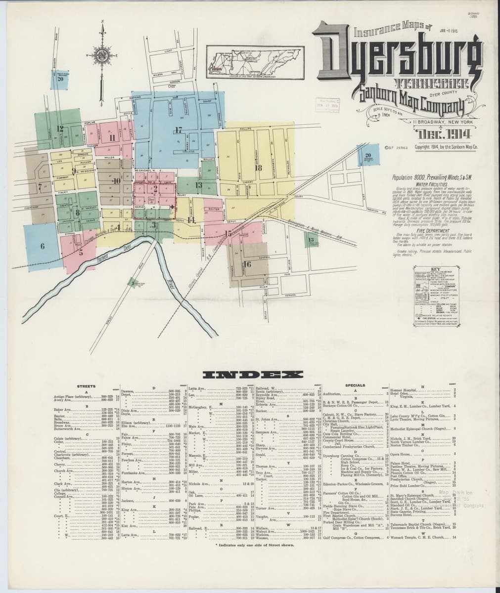 Dyersburg, Tennessee - 1914 Sanborn Map
