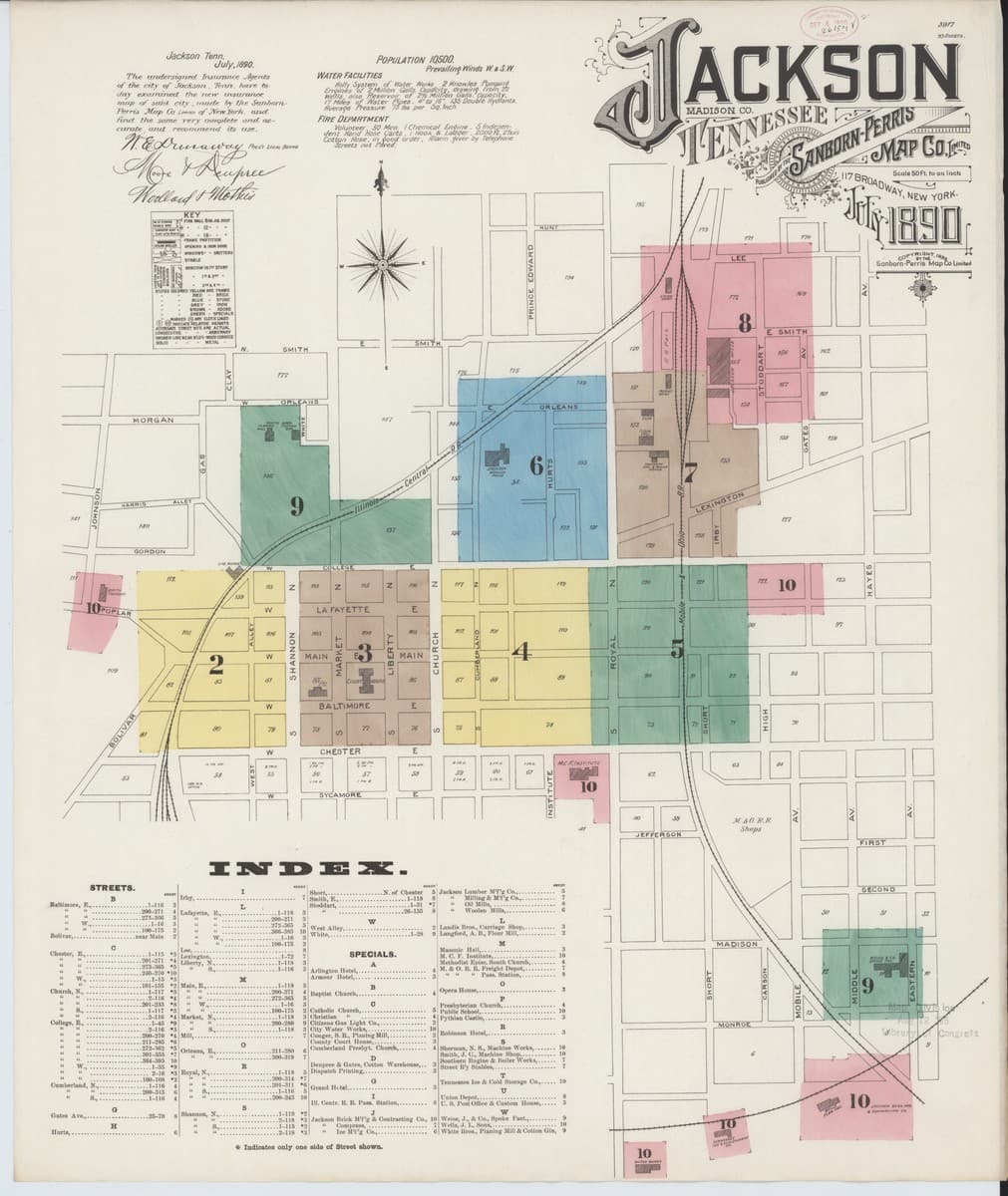 Jackson, Tennessee - 1890 Sanborn Map