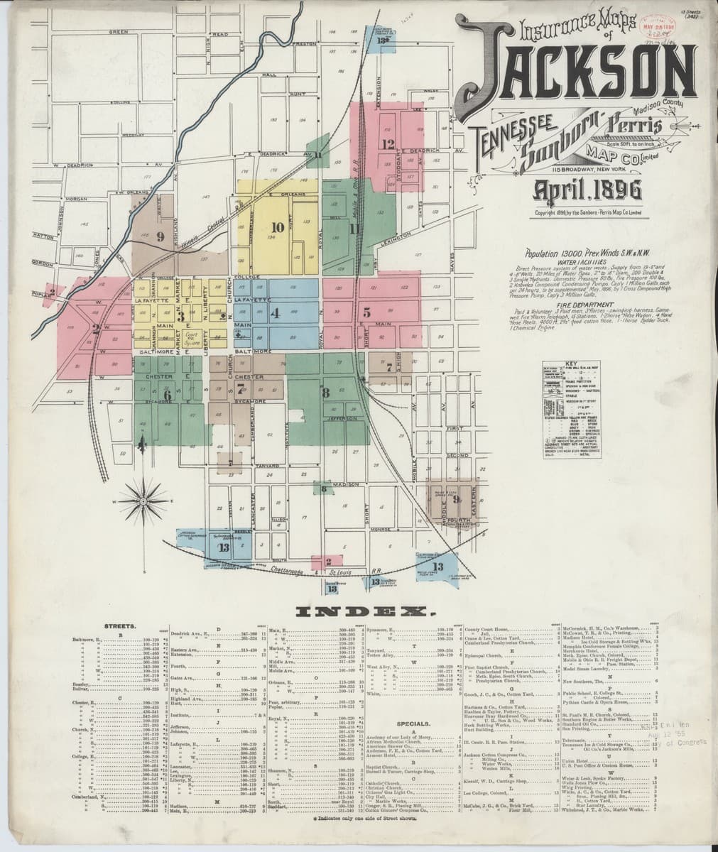 Jackson, Tennessee - 1896 Sanborn Map