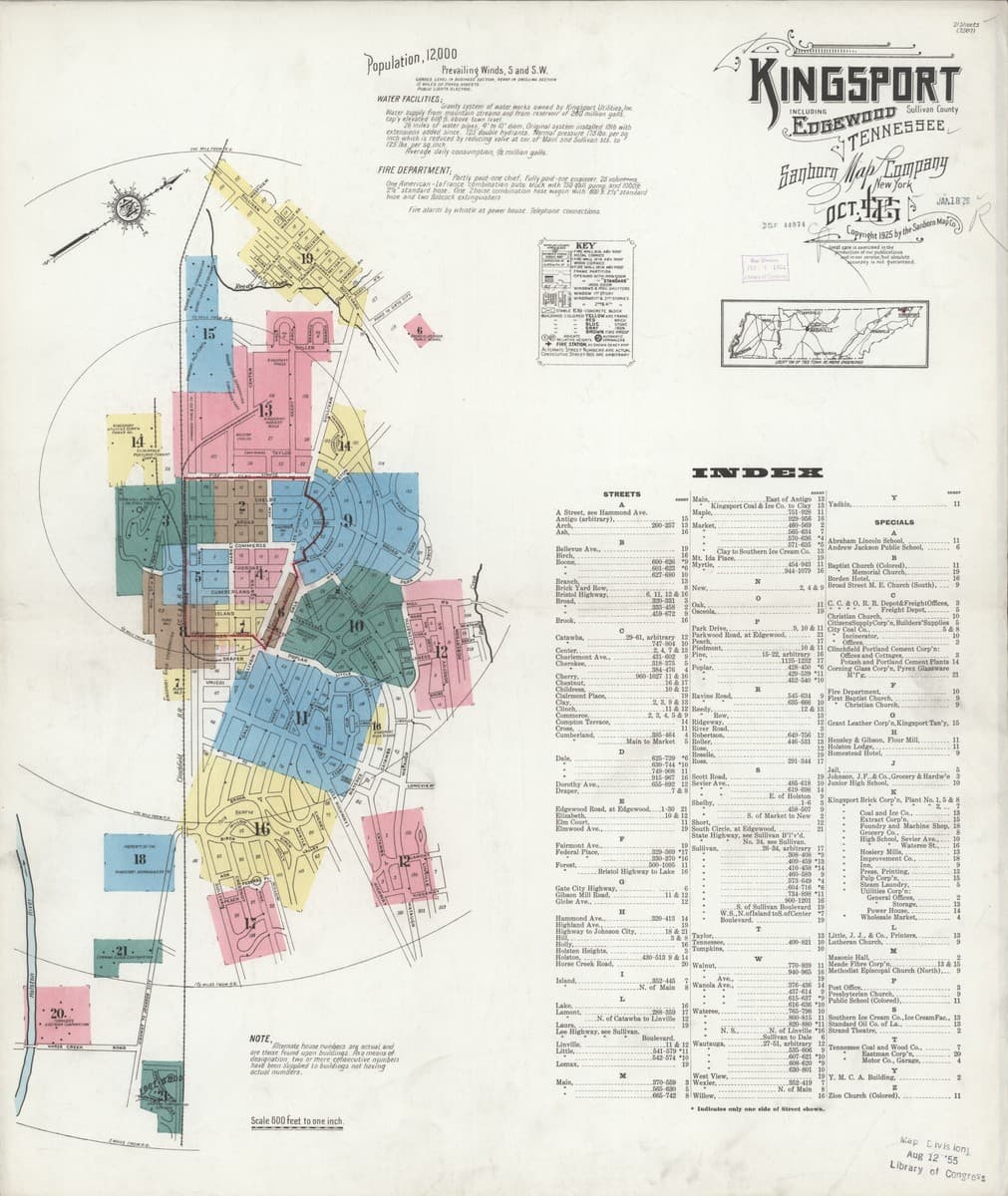 Kingsport, Tennessee - 1925 Sanborn Map