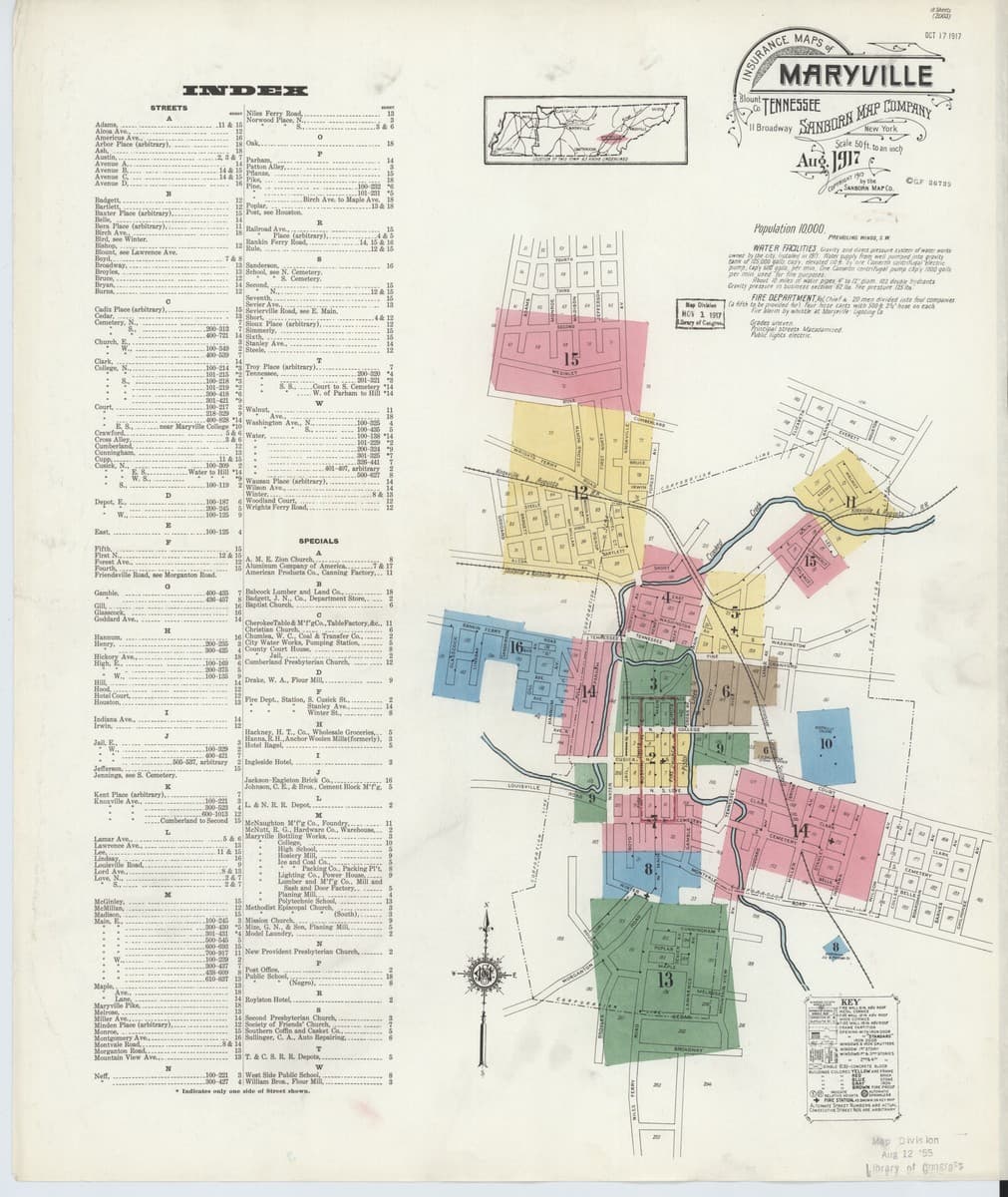 Maryville, Tennessee - 1917 Sanborn Map