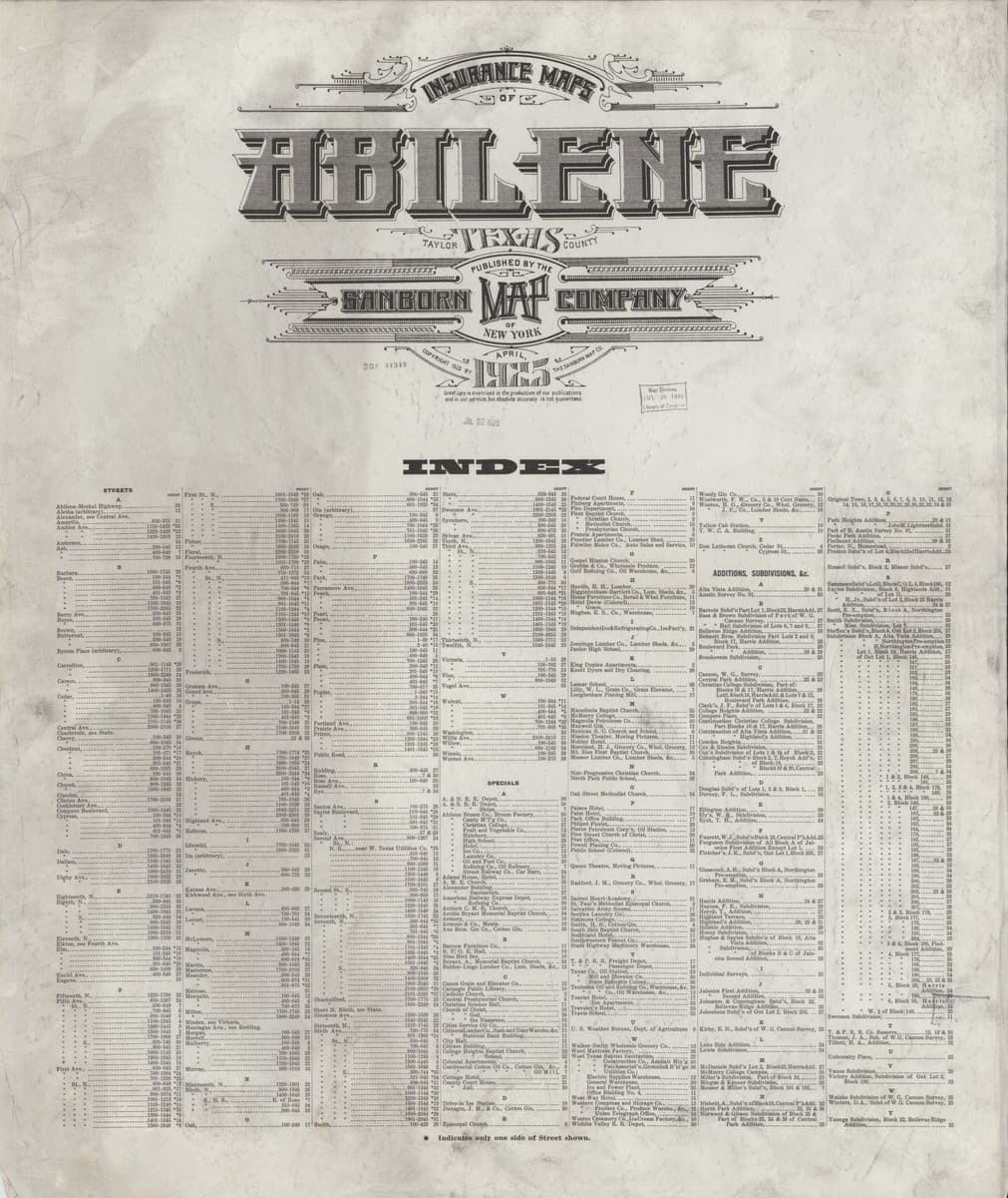 Abilene, Texas - 1925 Sanborn Map