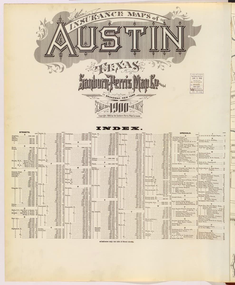 Austin, Texas - 1900 Sanborn Map