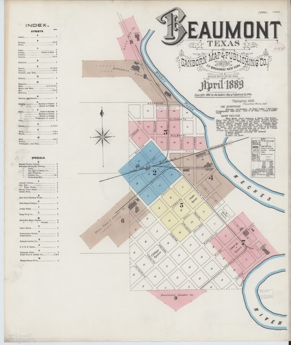 Beaumont, Texas - 1889 Sanborn Map