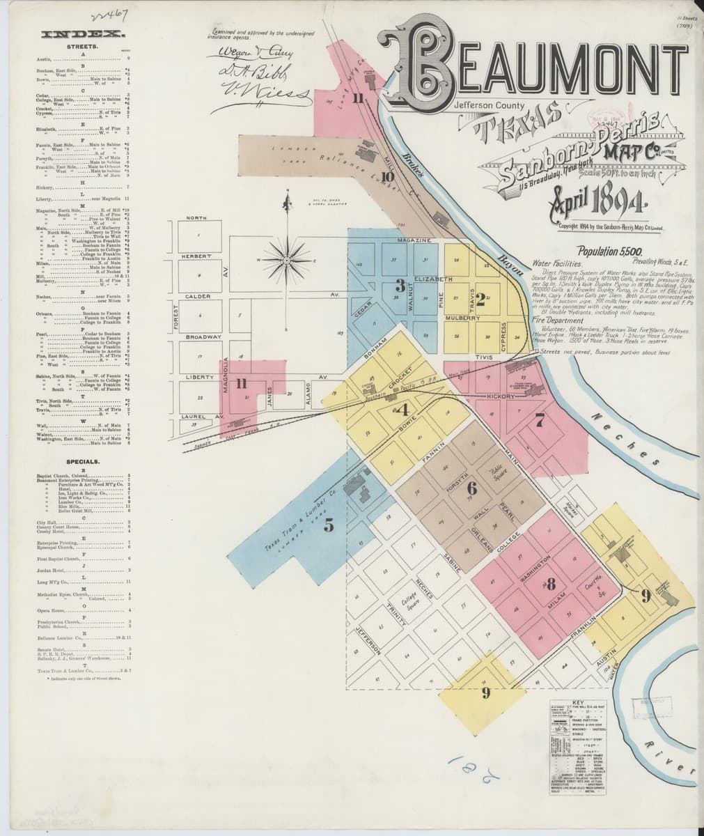 Beaumont, Texas - 1894 Sanborn Map