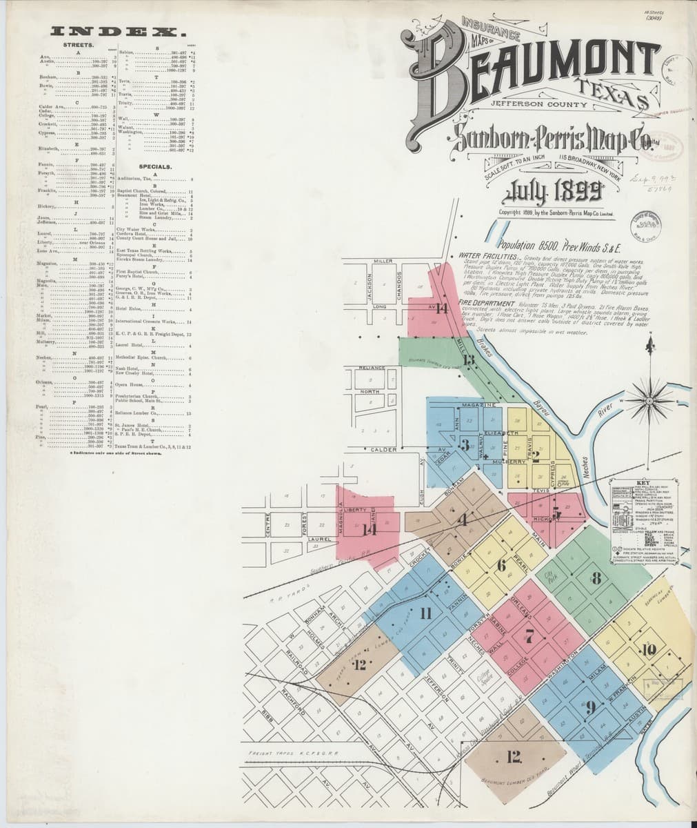 Beaumont, Texas - 1899 Sanborn Map